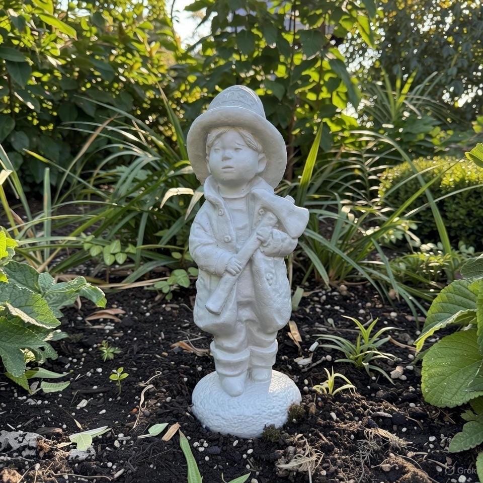 Firefighter Gift: 18" Outdoor Concrete First Responder Fireman Boy Garden Statue Yard Art Sculpture