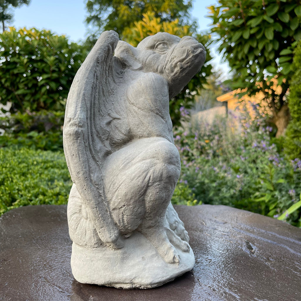 Gothic Winged Gargoyle Concrete Statue 11 Inch Garden Sculpture Outdoor Halloween Yard Decor