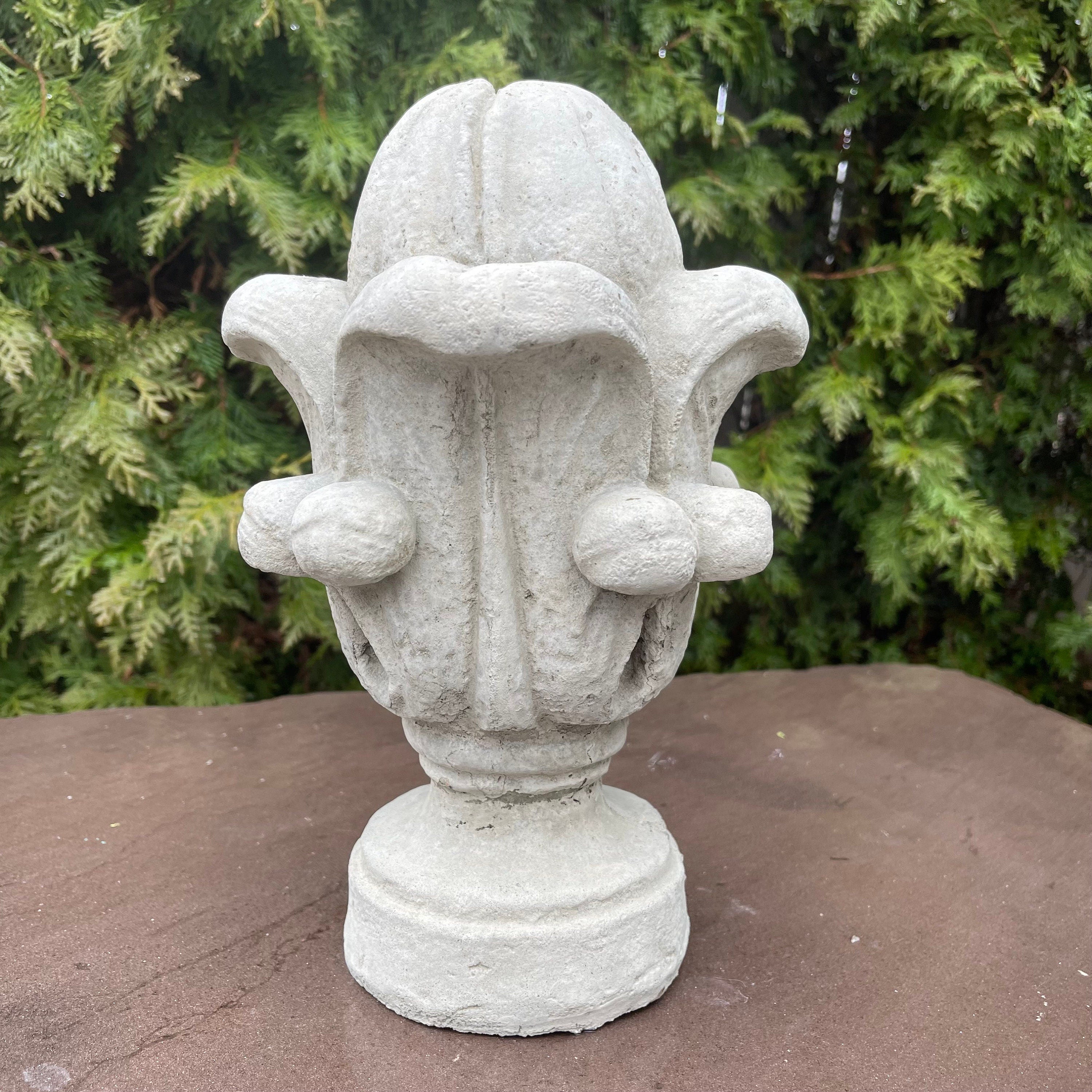 Concrete Fountain Topper 11" Cement Fountain Spitter / Garden Tulip Finial Design Replacement
