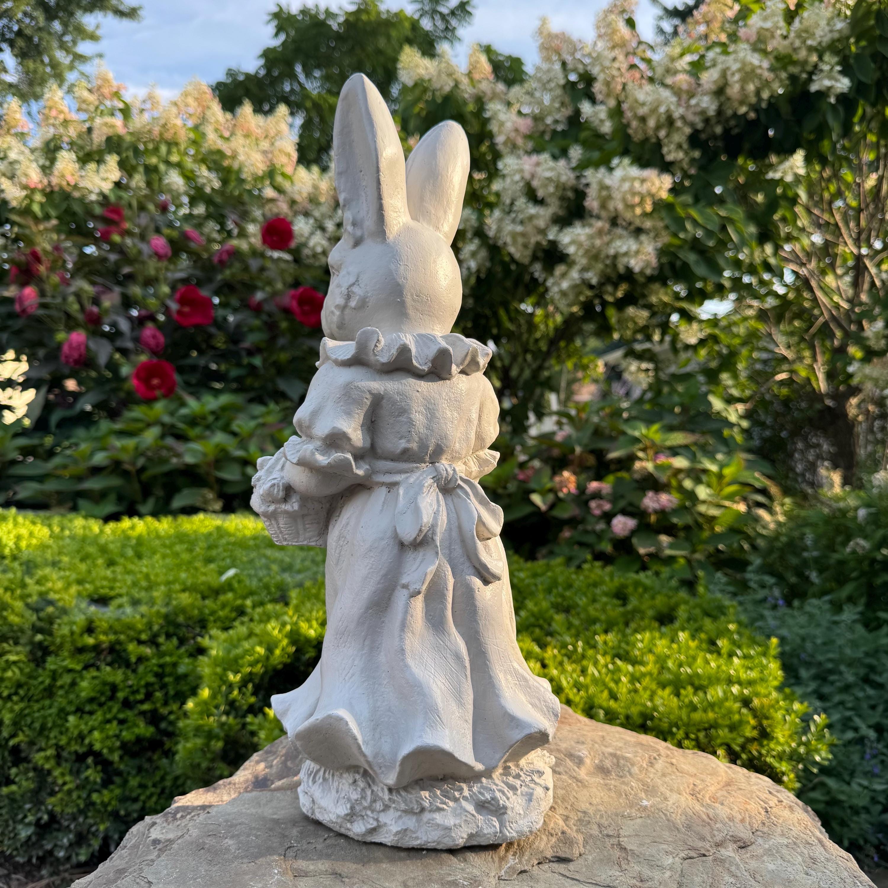 Vintage Style Rabbit Statue, Concrete Garden Bunny Sculpture, Easter Decor
