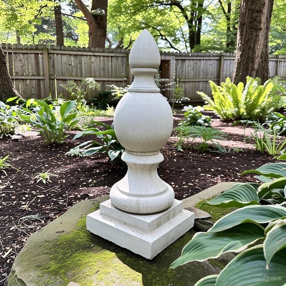 Gothic Concrete Finial Garden Statue 20 Inch Large Outdoor Yard Sculpture Ornament Cemetery Architectural Decor