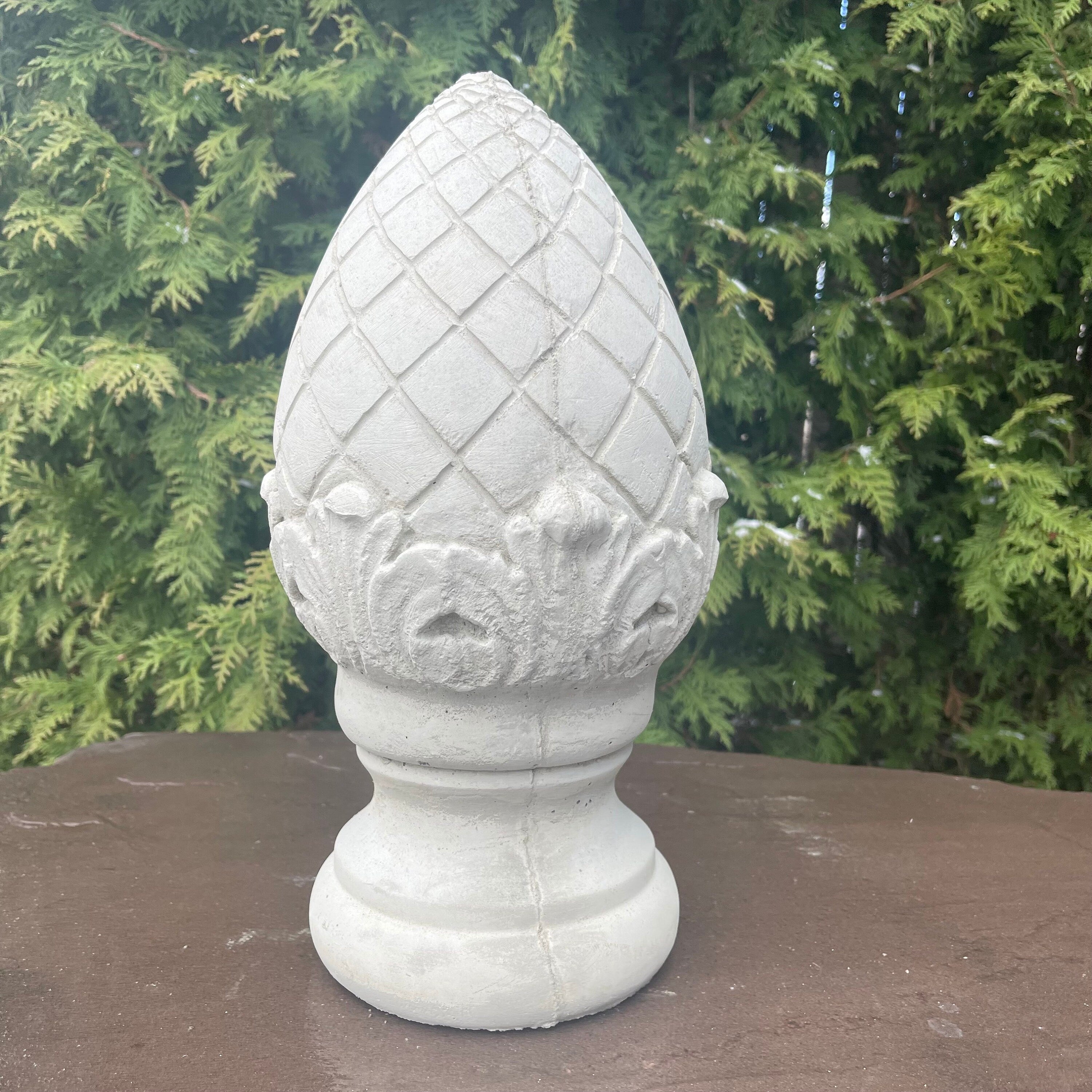 Concrete Artichoke Fountain Top: 13.5" Large Outdoor Garden Statue Cement Finial