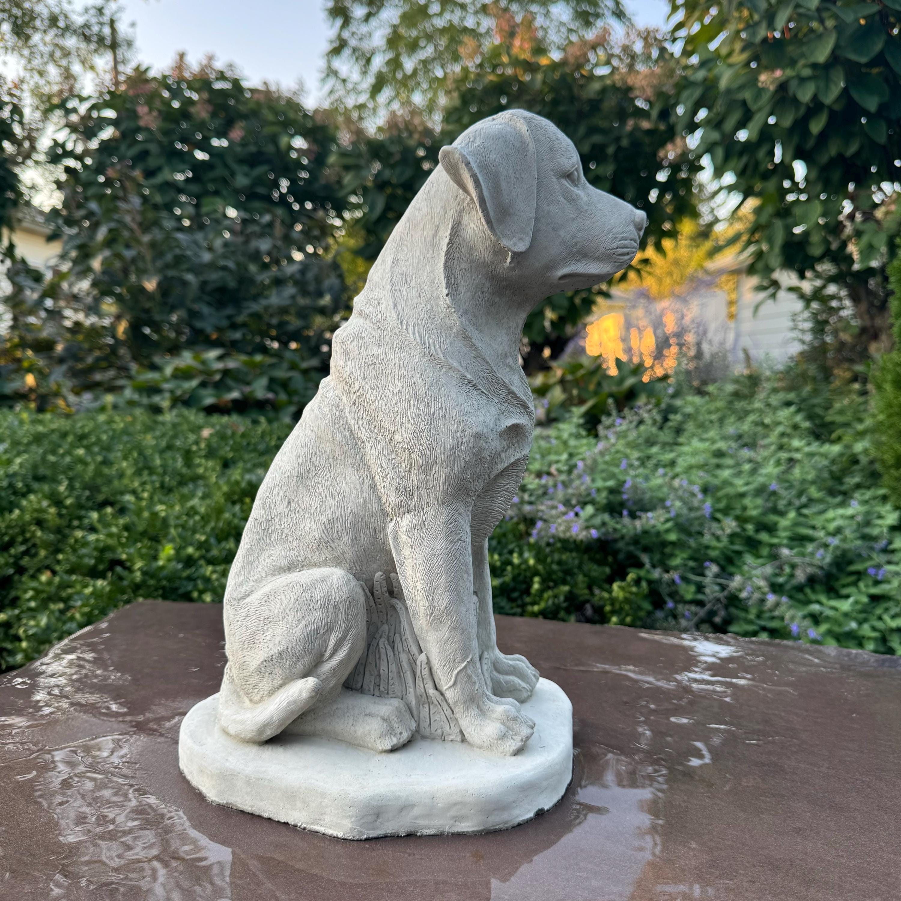 Large Concrete Labrador Garden Statue 14.5" Cement Dog Sculpture Yard Decor Memorial Pet Gift