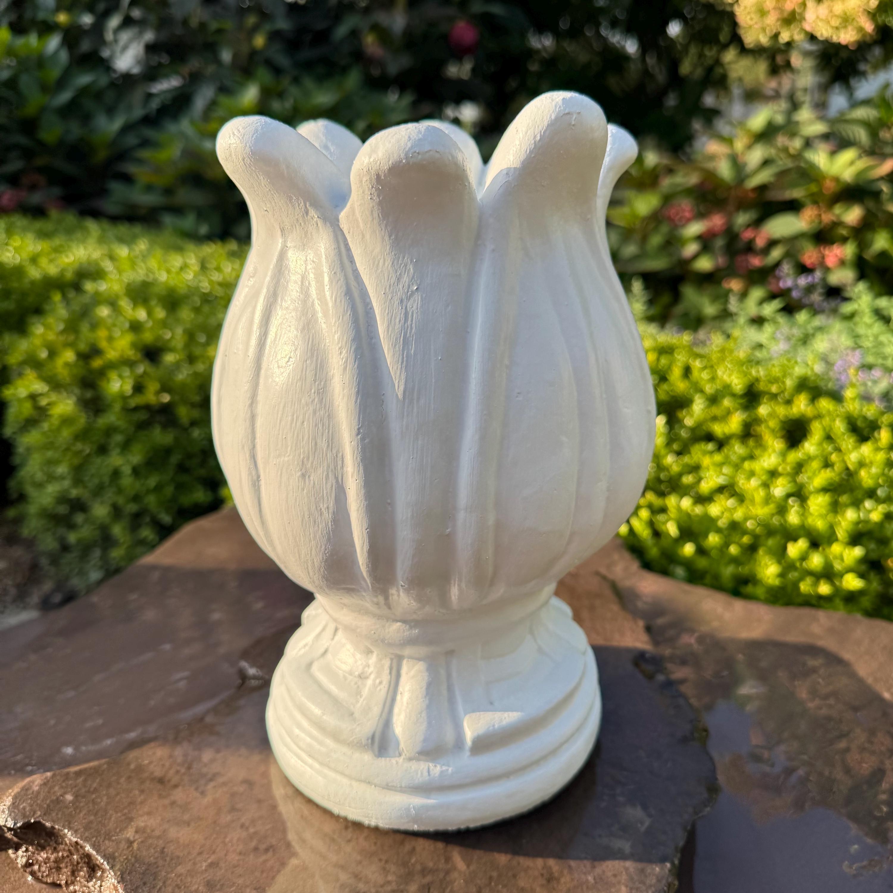 Concrete Tulip Fountain Spout 10.5" Outdoor Garden Pond Water Feature Topper Decor