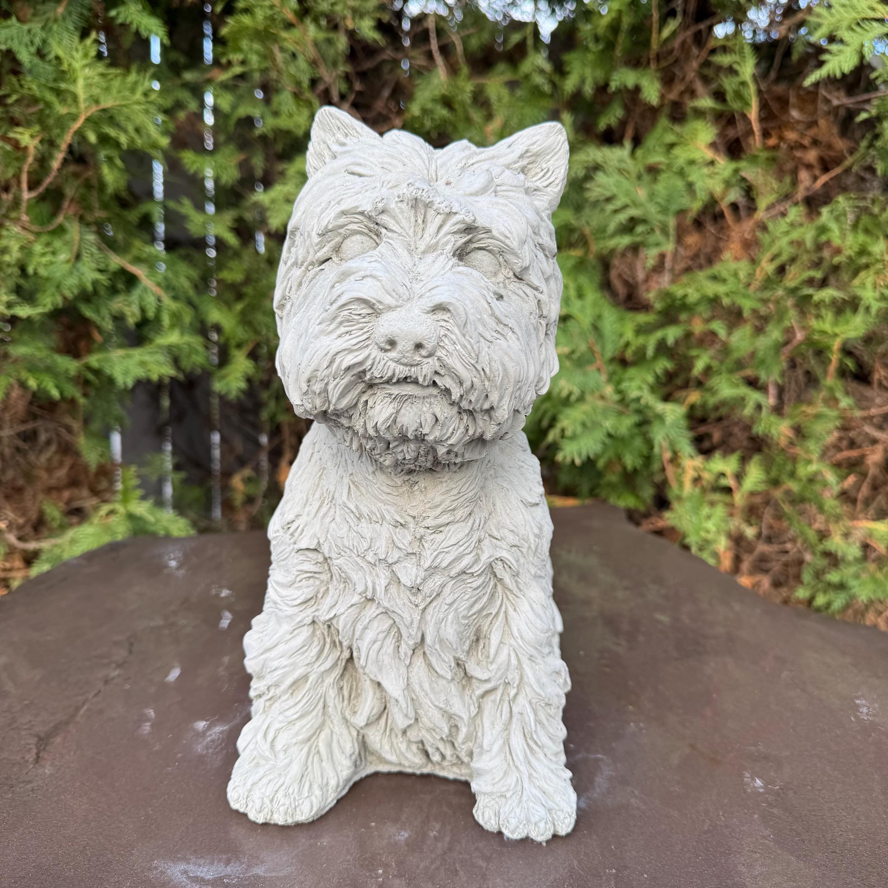 Concrete Cairn Terrier Garden Statue 11.5" Dog Memorial Sculpture Yard Decor Pet Loss Gift