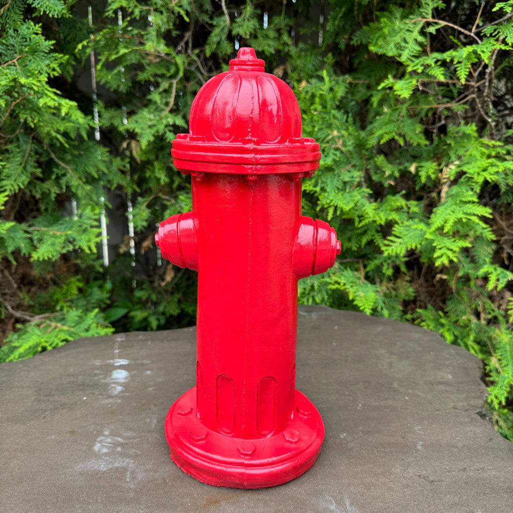 Red Concrete Fire Hydrant Statue 14 inch Dog Pee Post Fireman Gift Yard Decor Lawn Ornament
