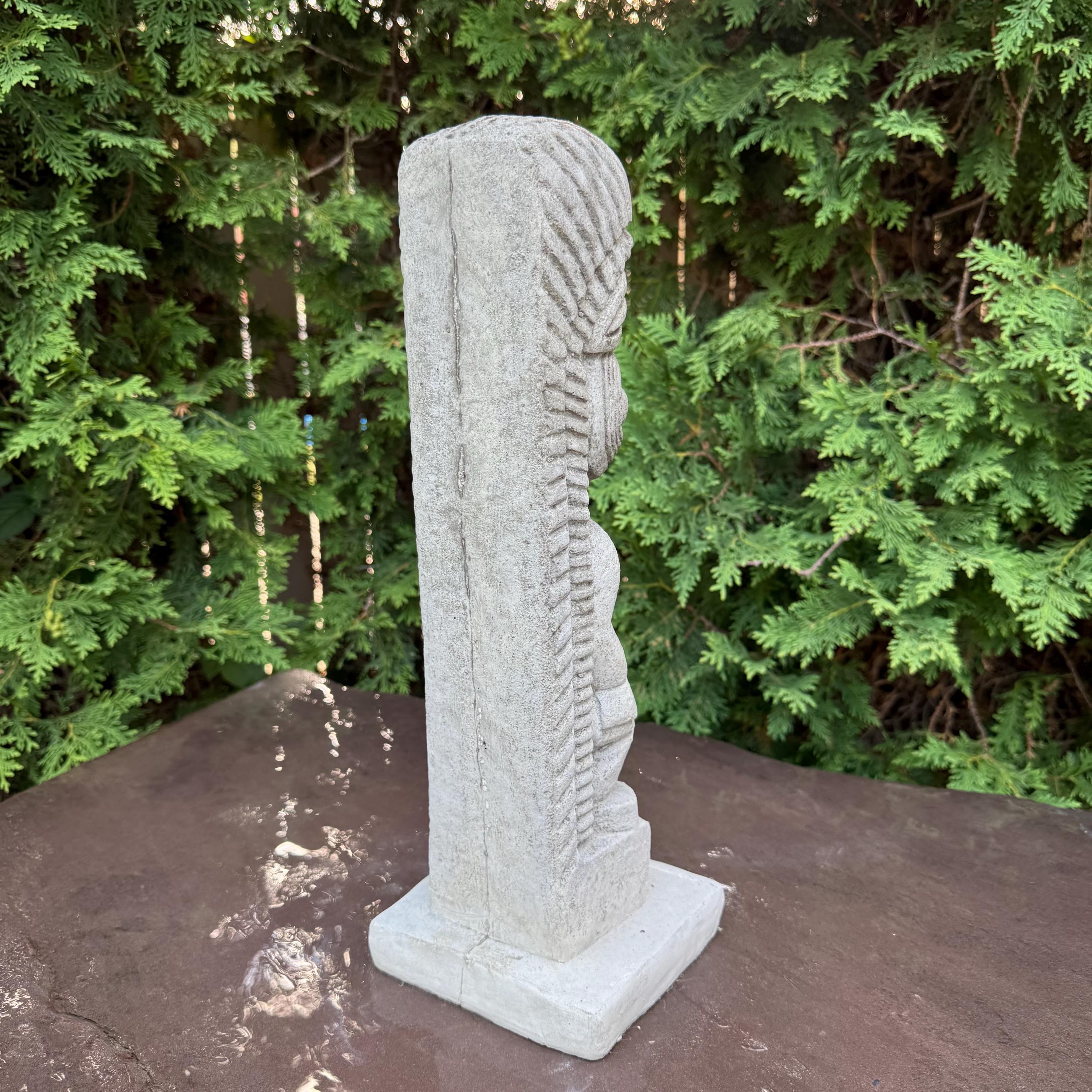 Concrete Tiki Totem 16.5" Polynesian Garden Sculpture Statue Yard Art Outdoor Decor