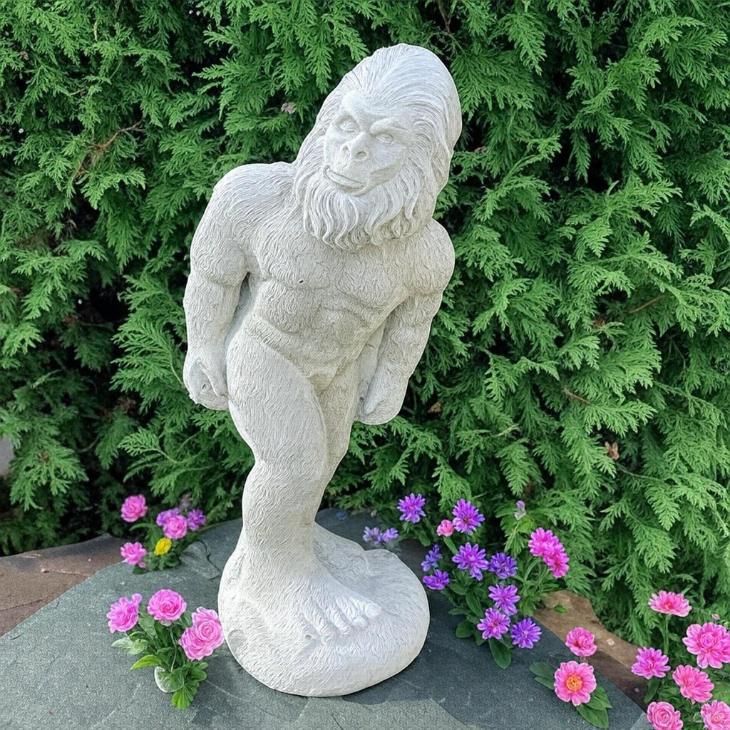 Cement Bigfoot Garden Statue 17 Inch Concrete Sasquatch Outdoor Yard Sculpture Lawn Ornament Decor Gift