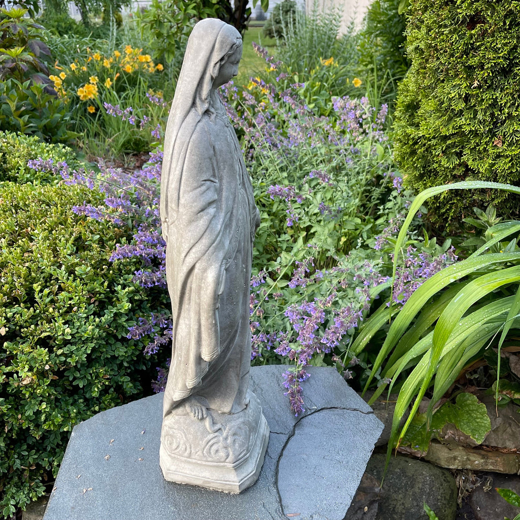 Concrete Virgin Mary Garden Statue 24" Cement Our Lady Of Grace Outdoor Statue