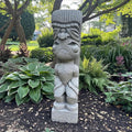 Tiki Tim Garden Statue: 15.5" Cast Stone Polynesian Decor Sculpture for Yard Art Outdoor Ornament