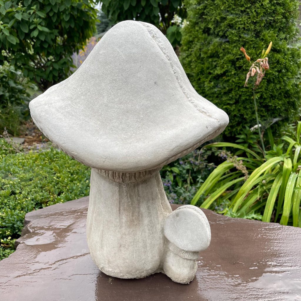 19 Inch Handmade Concrete Mushroom Garden Statue Whimsical Toadstool Yard Art Lawn Ornament Sculpture