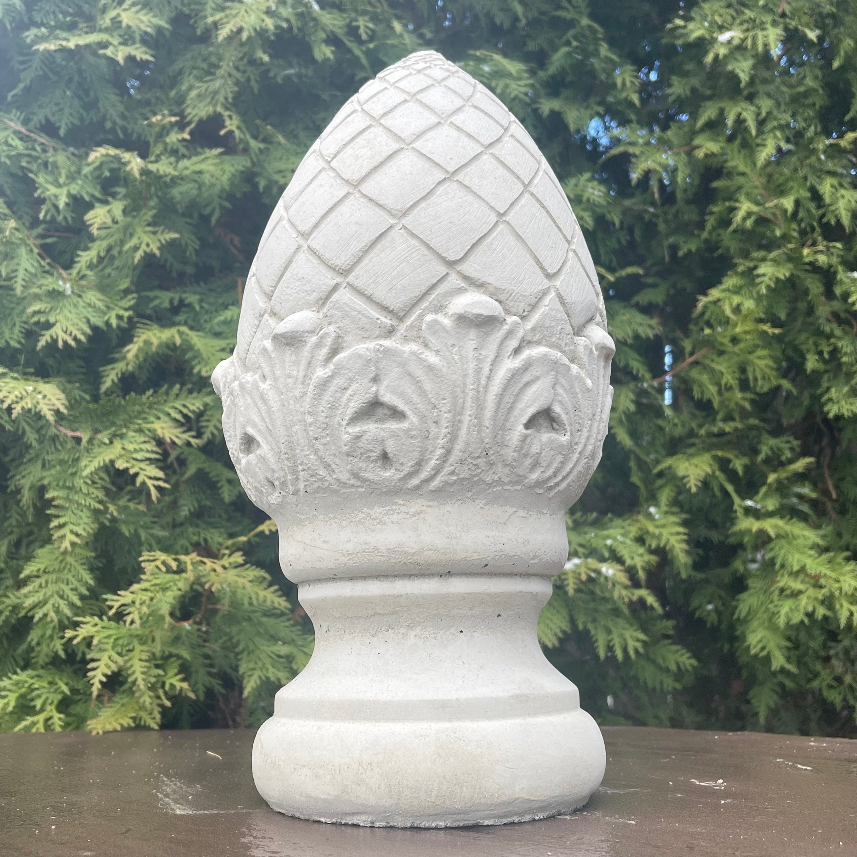Concrete Artichoke Fountain Top: 13.5" Large Outdoor Garden Statue Cement Finial