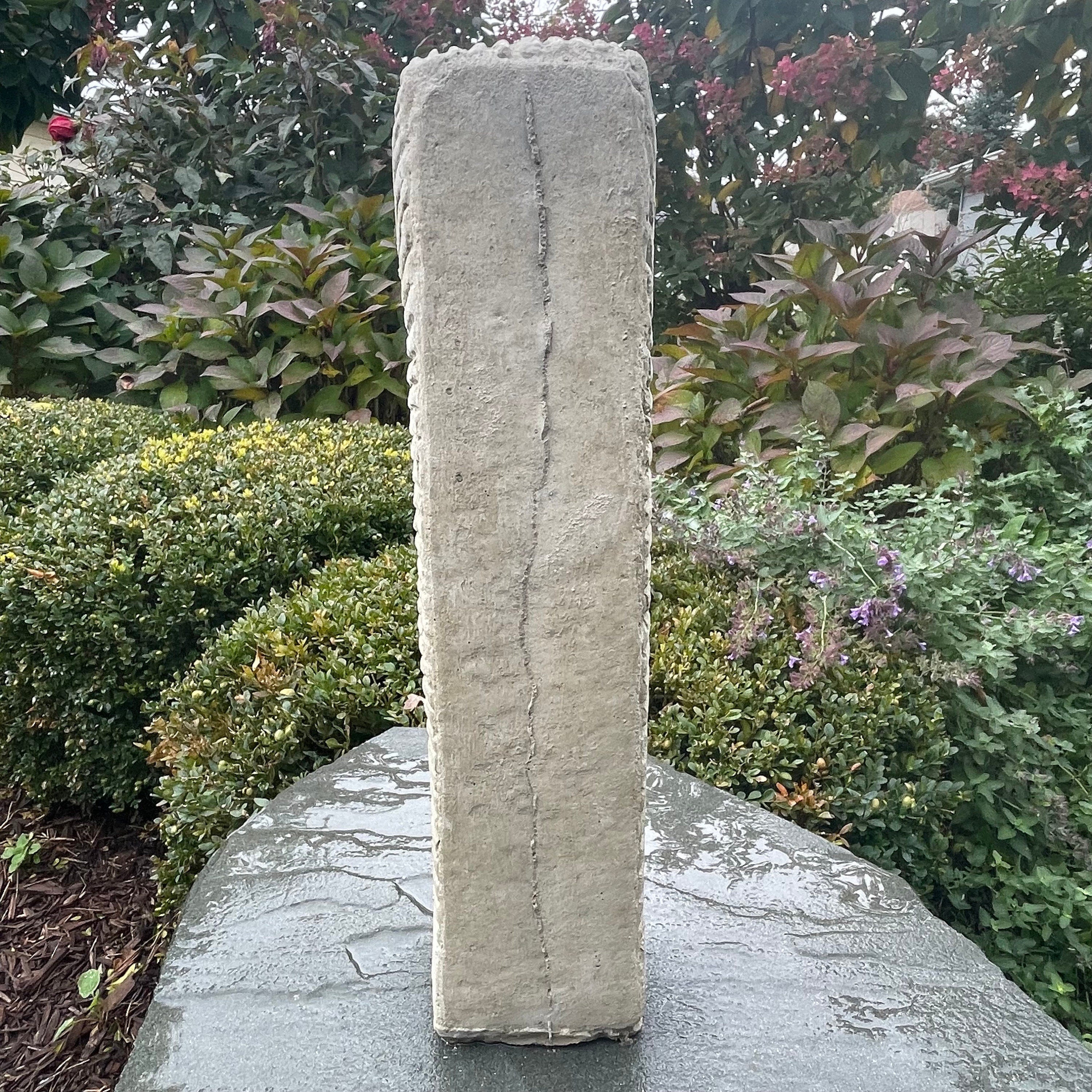 Tiki Garden Statue 15.5" Carved Concrete Polynesian Totem Pole Patio Bar Decor Yard Art Lawn Ornament Sculpture
