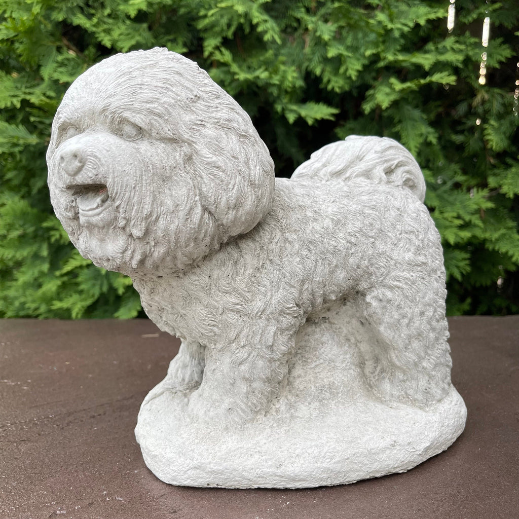 Bichon Frise Concrete Statue 9 Inch Outdoor Garden Sculpture Pet Memorial Gift Dog Yard Art Lawn Ornament Decor