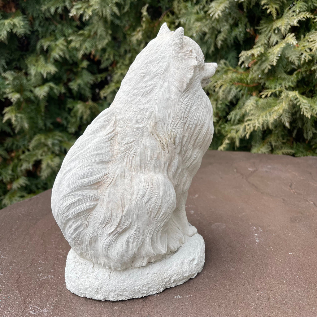 Concrete Pomeranian Garden Statue 10" Handmade Dog Memorial Sculpture Pet Loss Gift Yard Decor