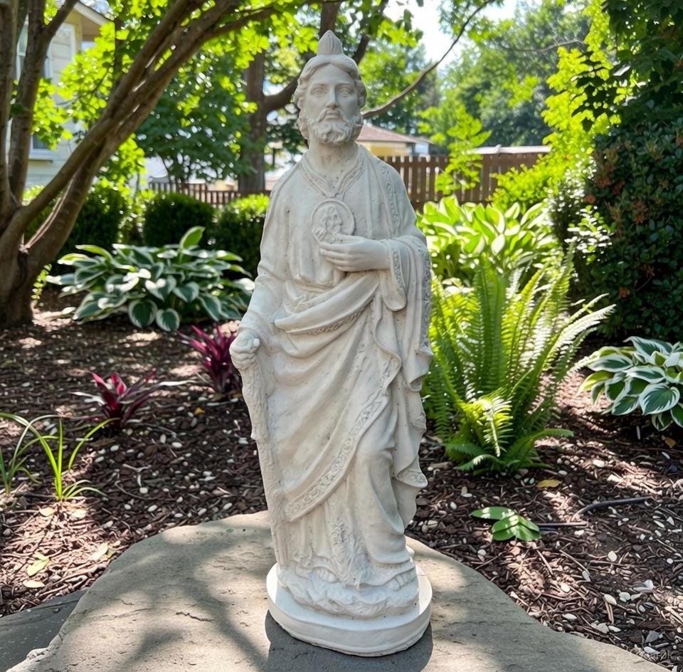 Saint Jude Garden Statue 16.5" Concrete Catholic Religious Patron Sculpture Yard Decor Gift