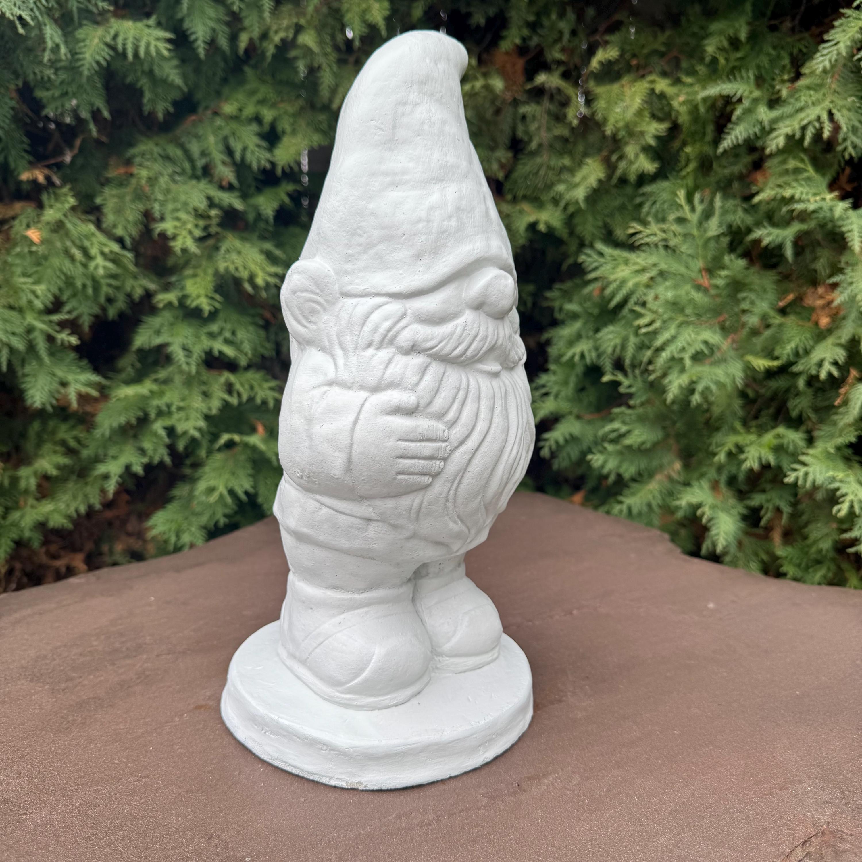 15" Concrete Gnome Garden Statue - Handcrafted Cement Lawn Ornament Outdoor Yard Decor Sculpture