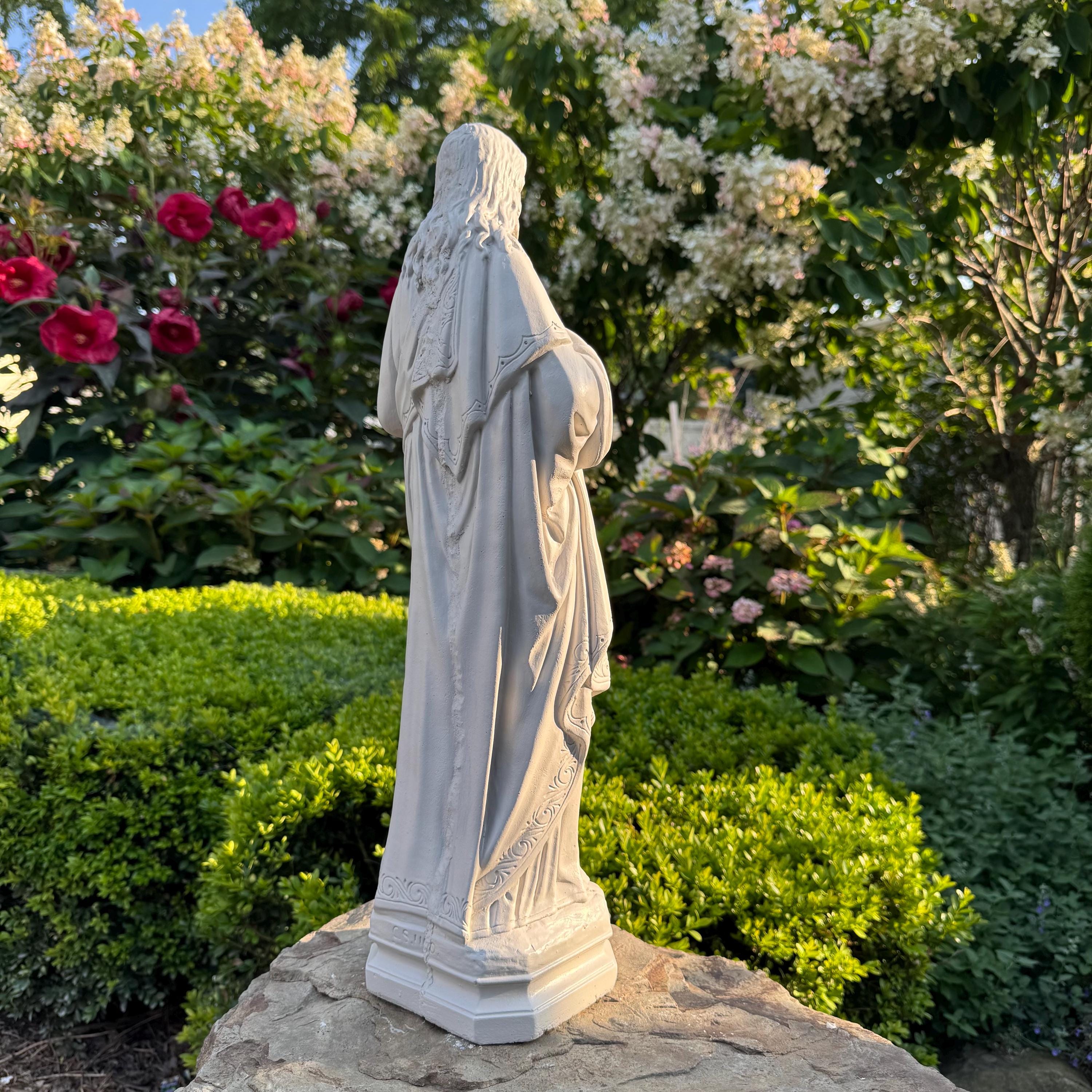 Handmade Concrete Jesus Garden Statue, Large Religious Sculpture (20 Inch)