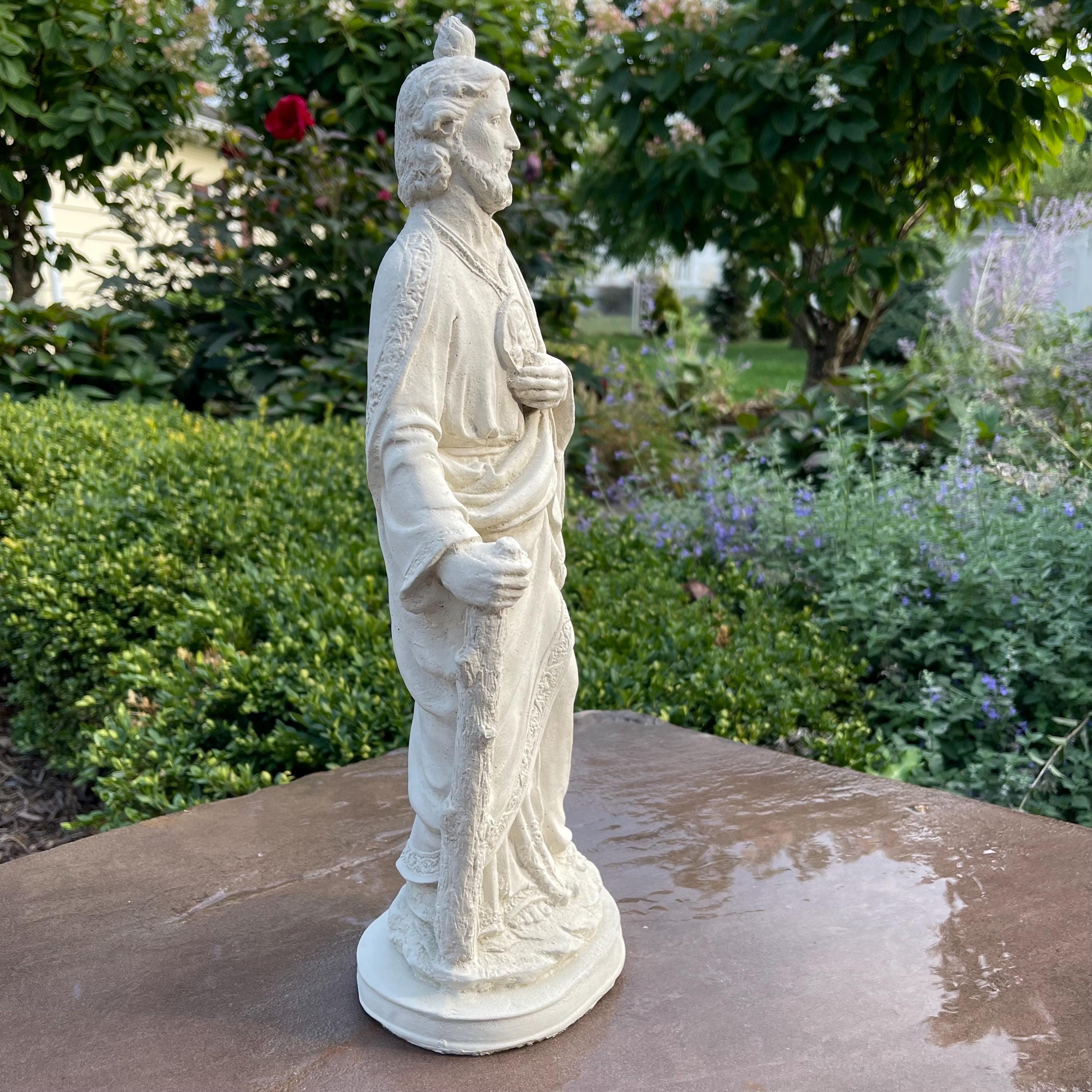 Saint Jude Garden Statue 16.5" Concrete Catholic Religious Patron Sculpture Yard Decor Gift