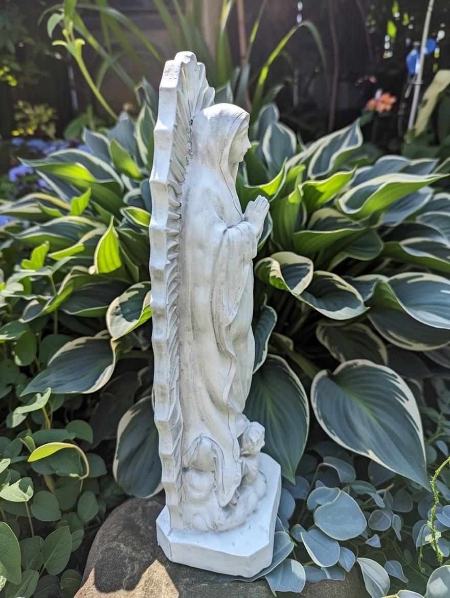 Concrete Our Lady of Guadalupe Garden Statue 13.5" Mother Mary Statue Outdoor