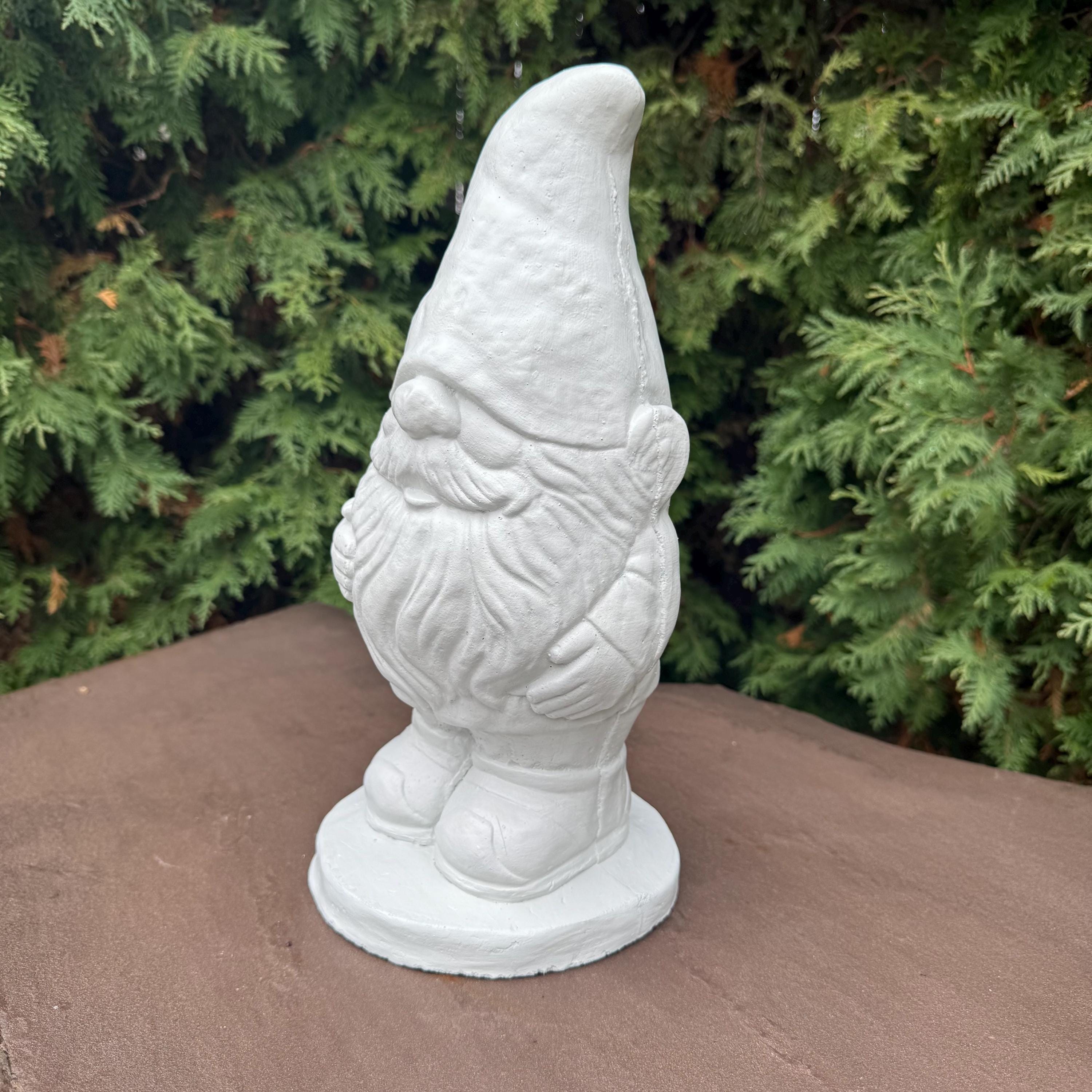 15" Concrete Gnome Garden Statue - Handcrafted Cement Lawn Ornament Outdoor Yard Decor Sculpture