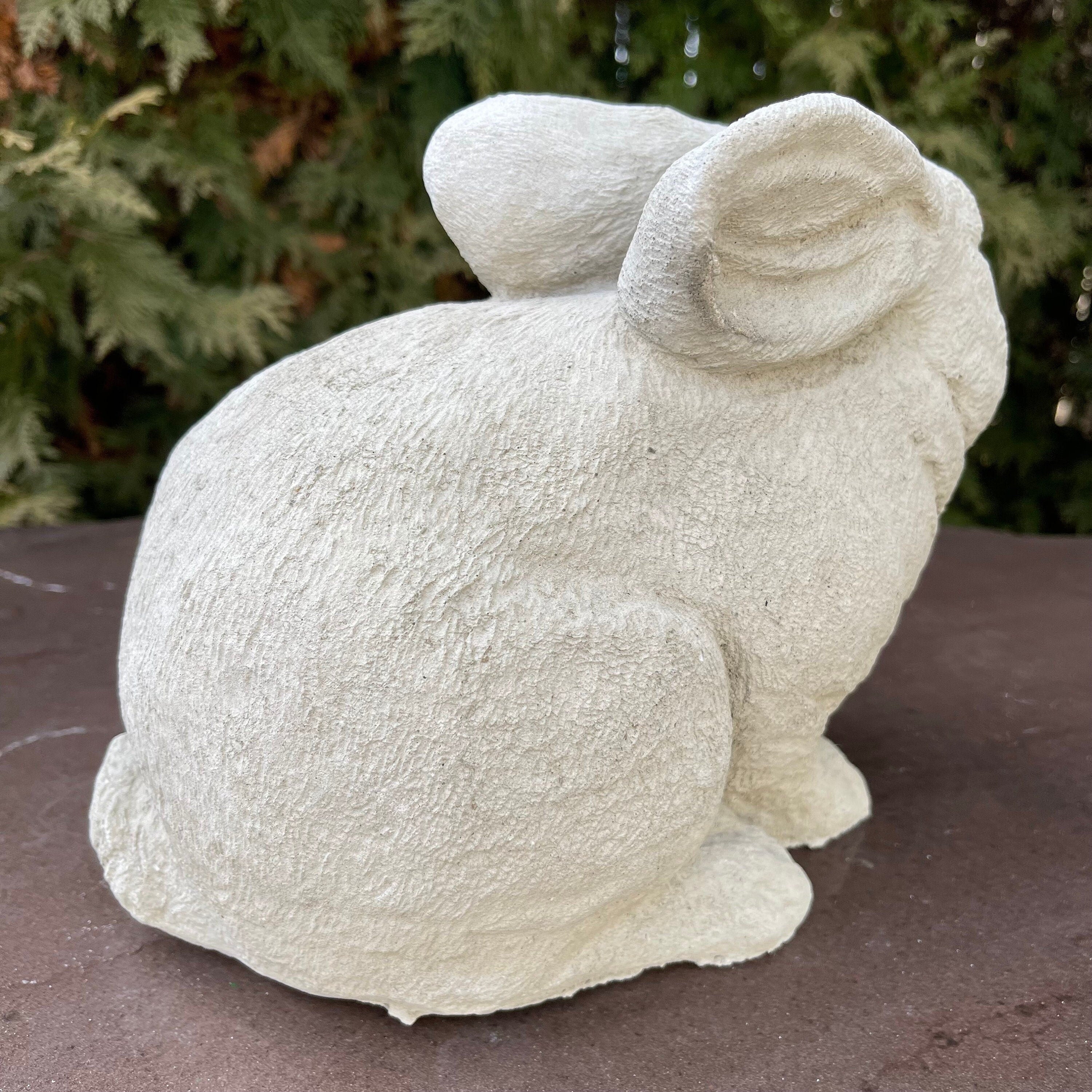 Concrete Rabbit Statue Modern Bunny Garden Sculpture Outdoor Yard Decor 10 Inch Lawn Ornament