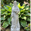 15 Inch Painted Saint Fiacre Garden Statue - Concrete Catholic Patron Sculpture Outdoor Yard Ornament Gift