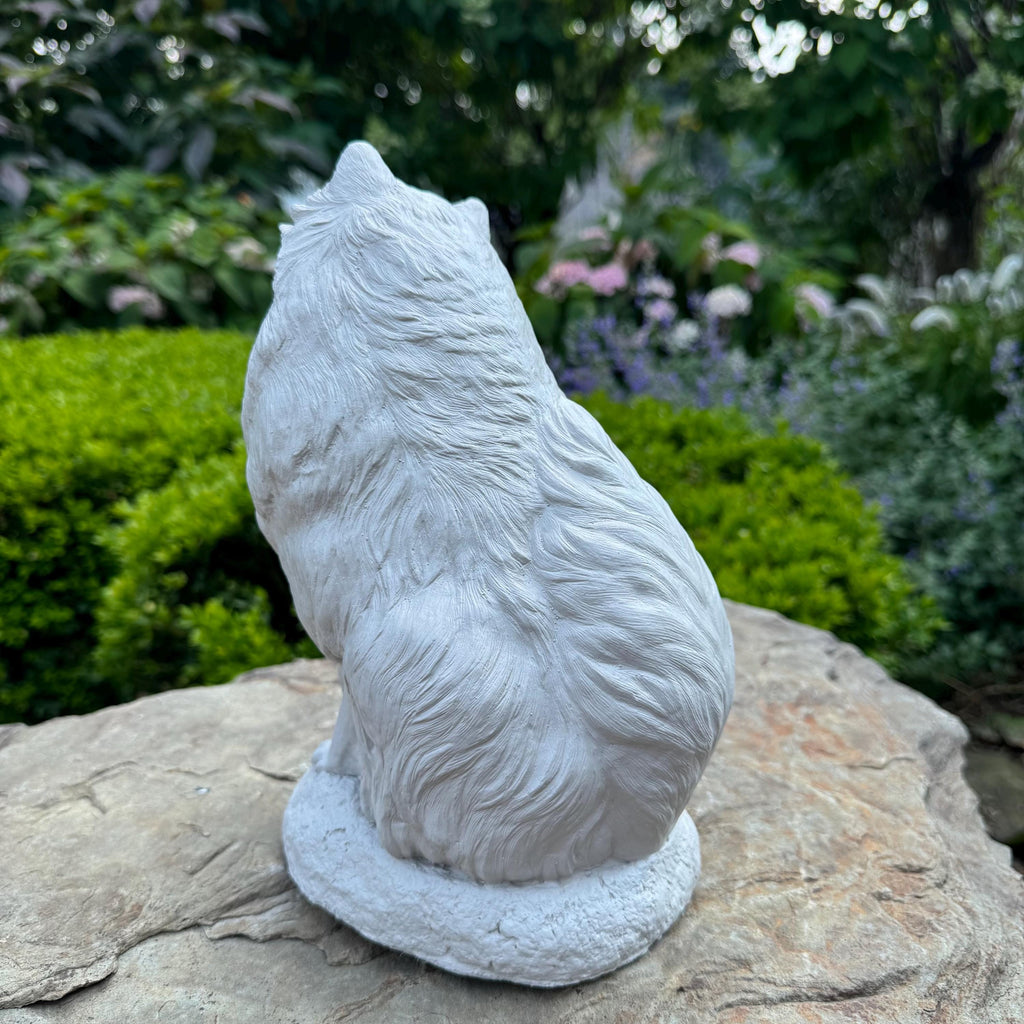10 Inch Pomeranian Garden Statue: Hand Painted Cement Dog Memorial Sculpture Outdoor Yard Decor Gift