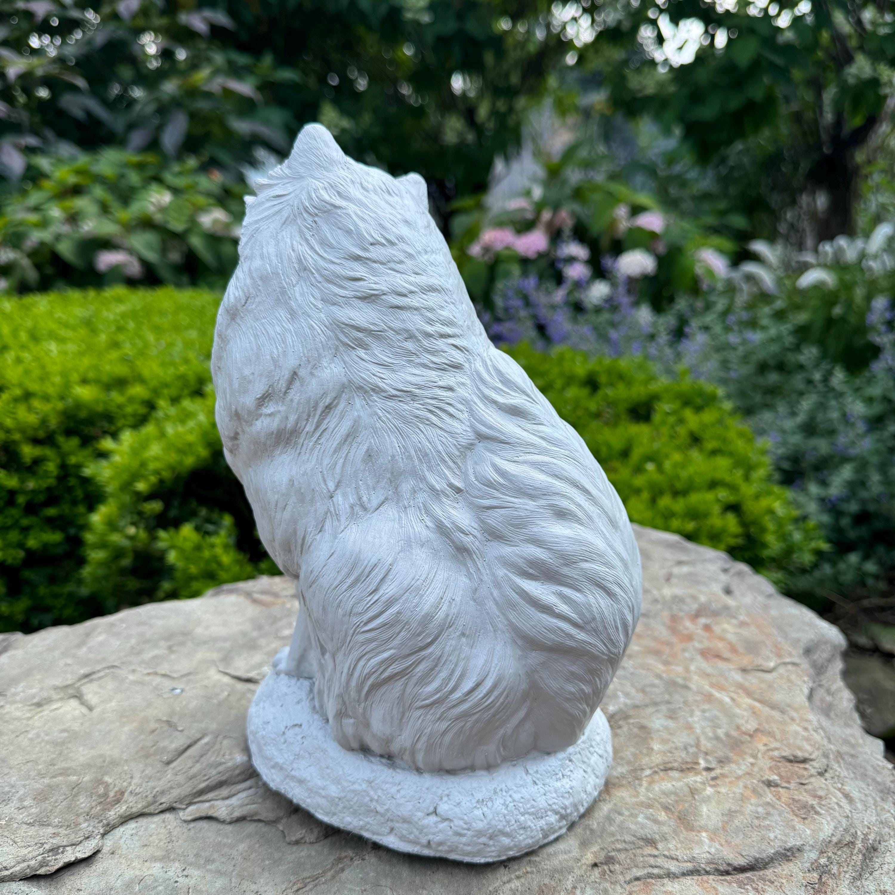 10 Inch Pomeranian Garden Statue: Hand Painted Cement Dog Memorial Sculpture Outdoor Yard Decor Gift