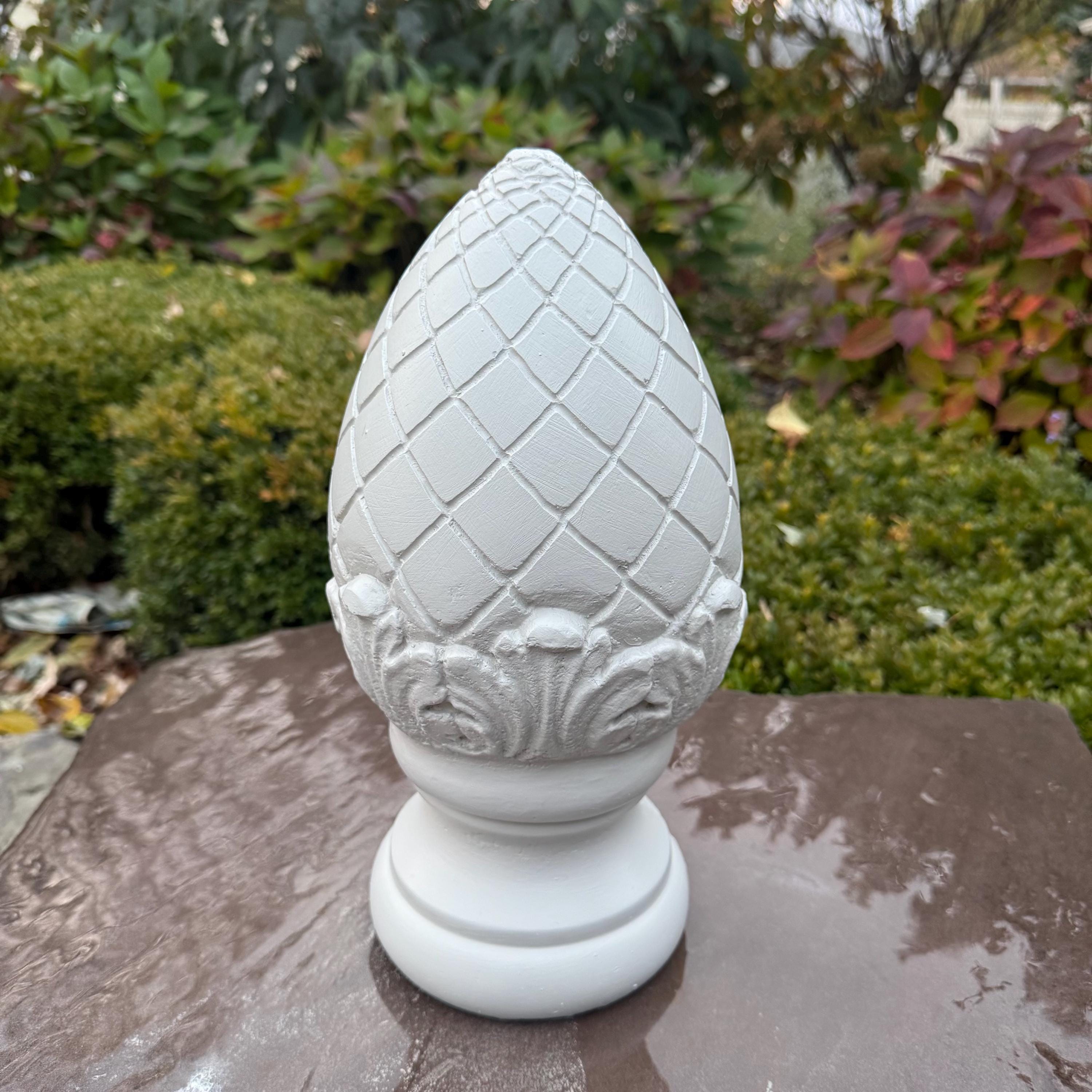 Concrete Garden Finial Statue 13.5" Durable Outdoor Lawn Sculpture Decor Accent Gift