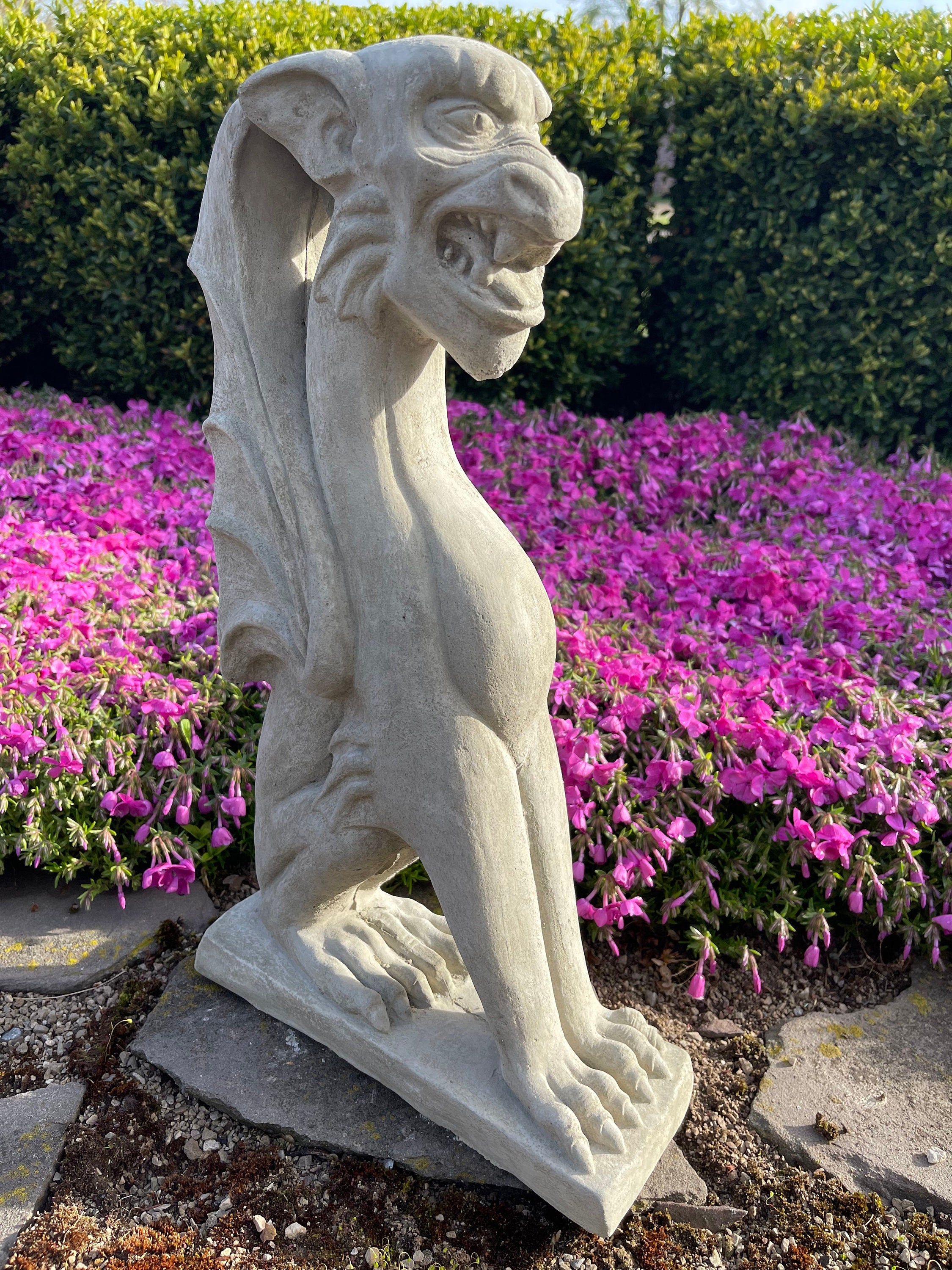 Large Concrete Gargoyle Statue 18" Griffin Gothic Garden Decor Yard Art Sculpture Ornament