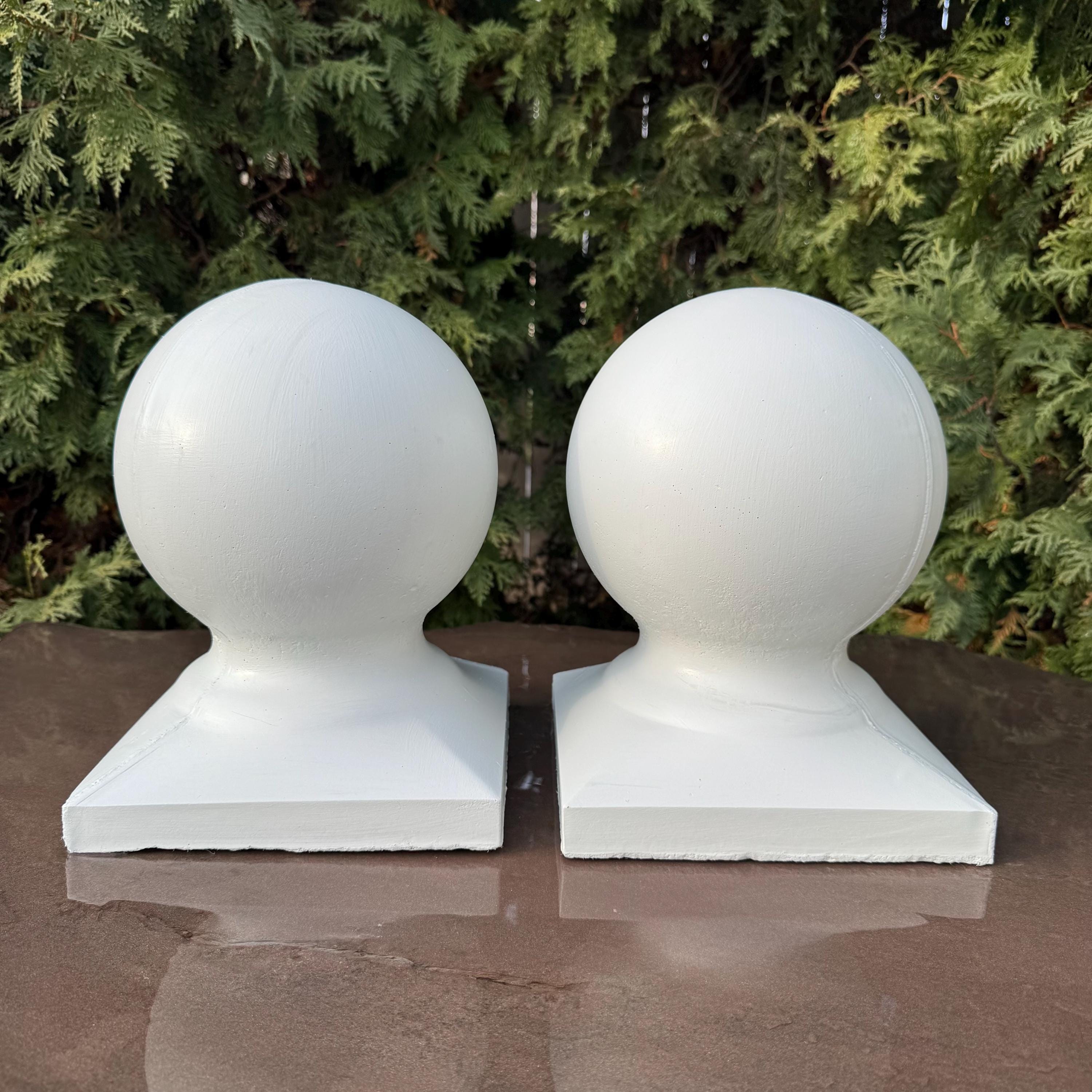 11 Inch Concrete Garden Sphere Ball - Cement Pier Cap Column Pillar Post Topper Finial Outdoor Yard Decor Sculpture