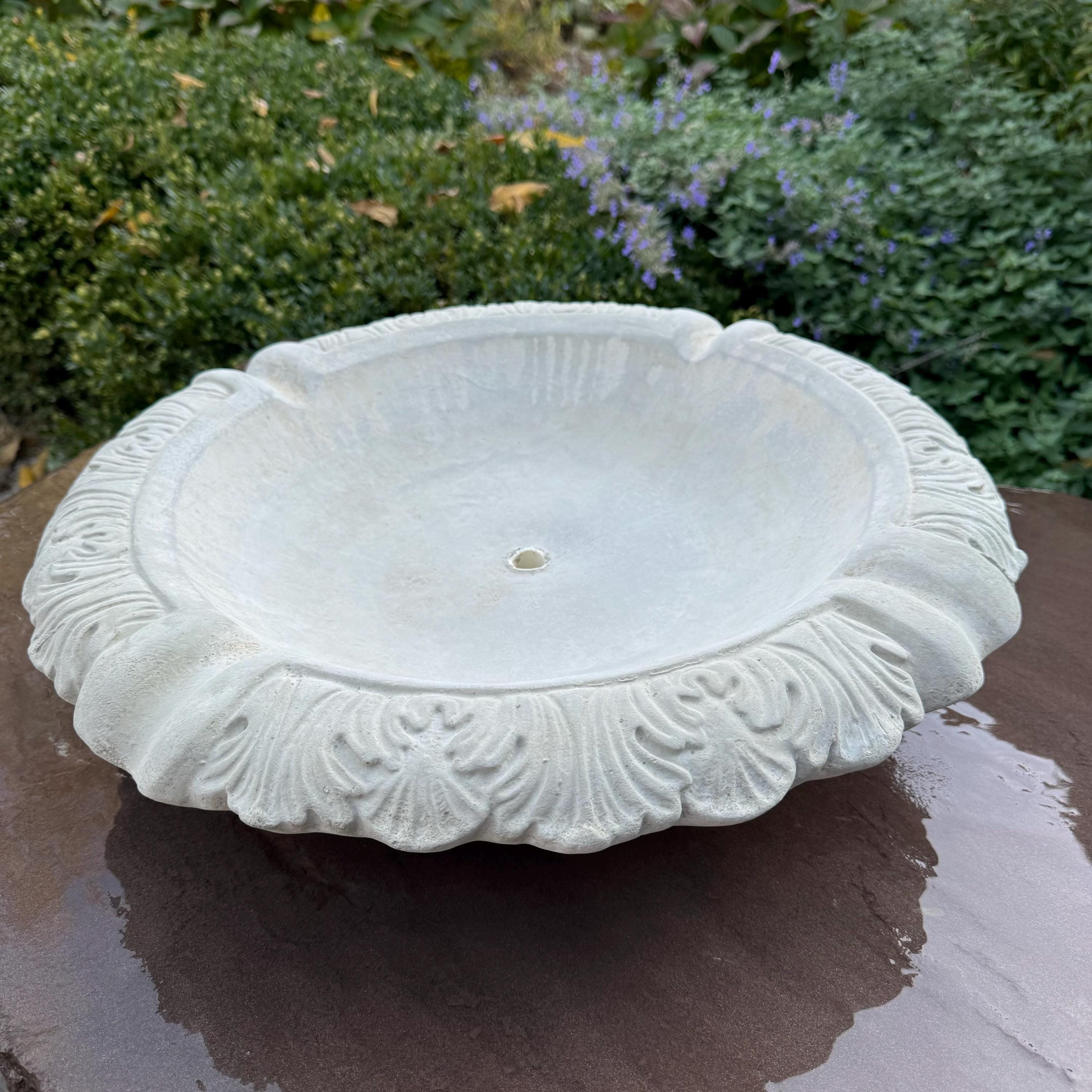 Leafy Replacement Concrete Fountain Bowl 19" Outdoor Garden Water Feature - Bubbler Basin Topper