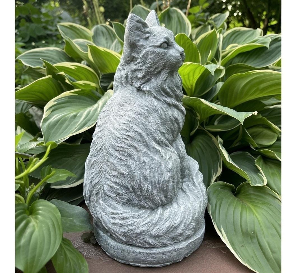 Concrete Cat Garden Statue 11" Outdoor Cat Statue