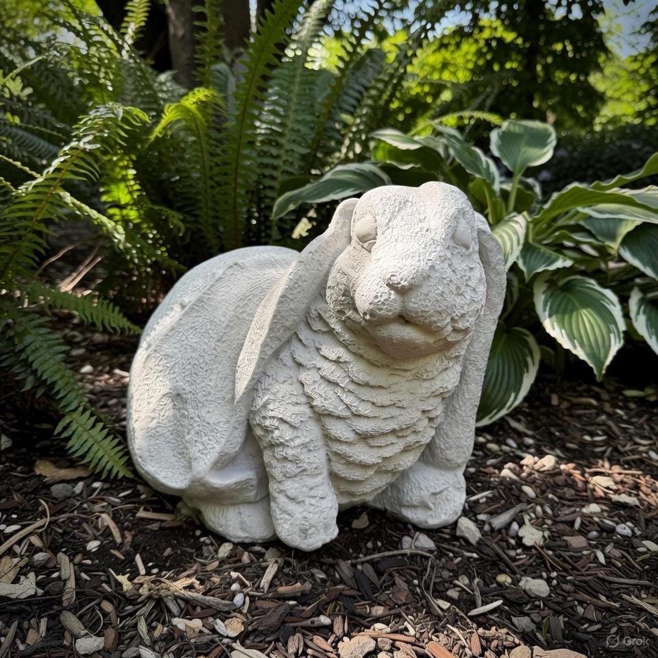 Large Concrete Bunny Rabbit Garden Sculpture 13"