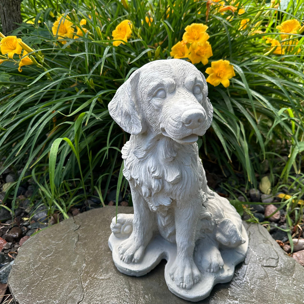 Large Golden Retriever Statue 16" Garden Sculpture Concrete Dog Memorial Yard Decor
