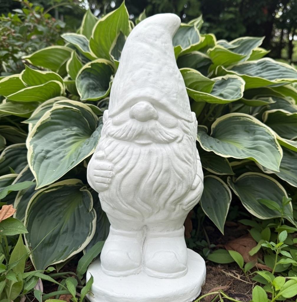 15" Concrete Gnome Garden Statue - Handcrafted Cement Lawn Ornament Outdoor Yard Decor Sculpture