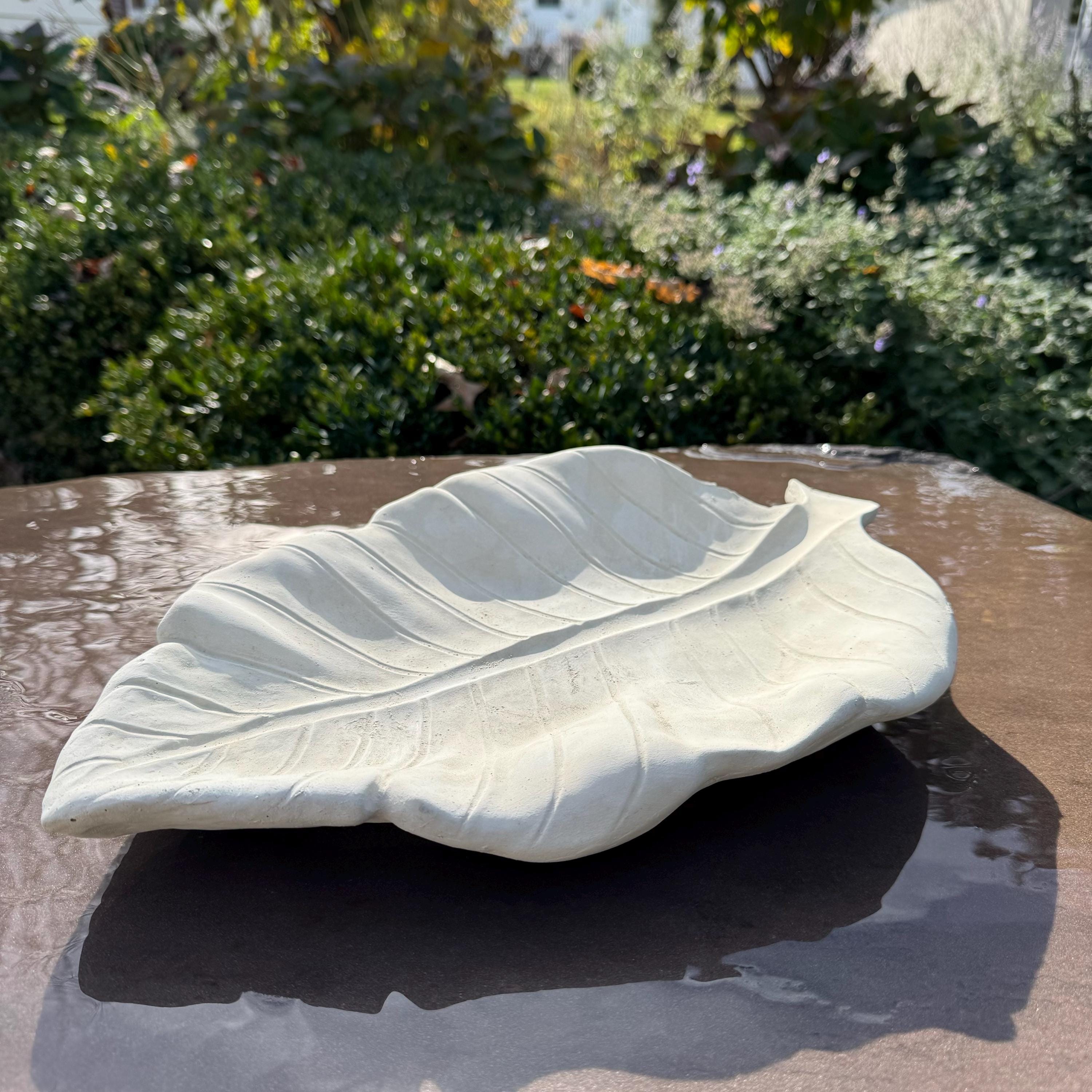 Cement Leaf Bird Bath 16" Low Concrete Bird Bath / Concrete Puddler For The Garden