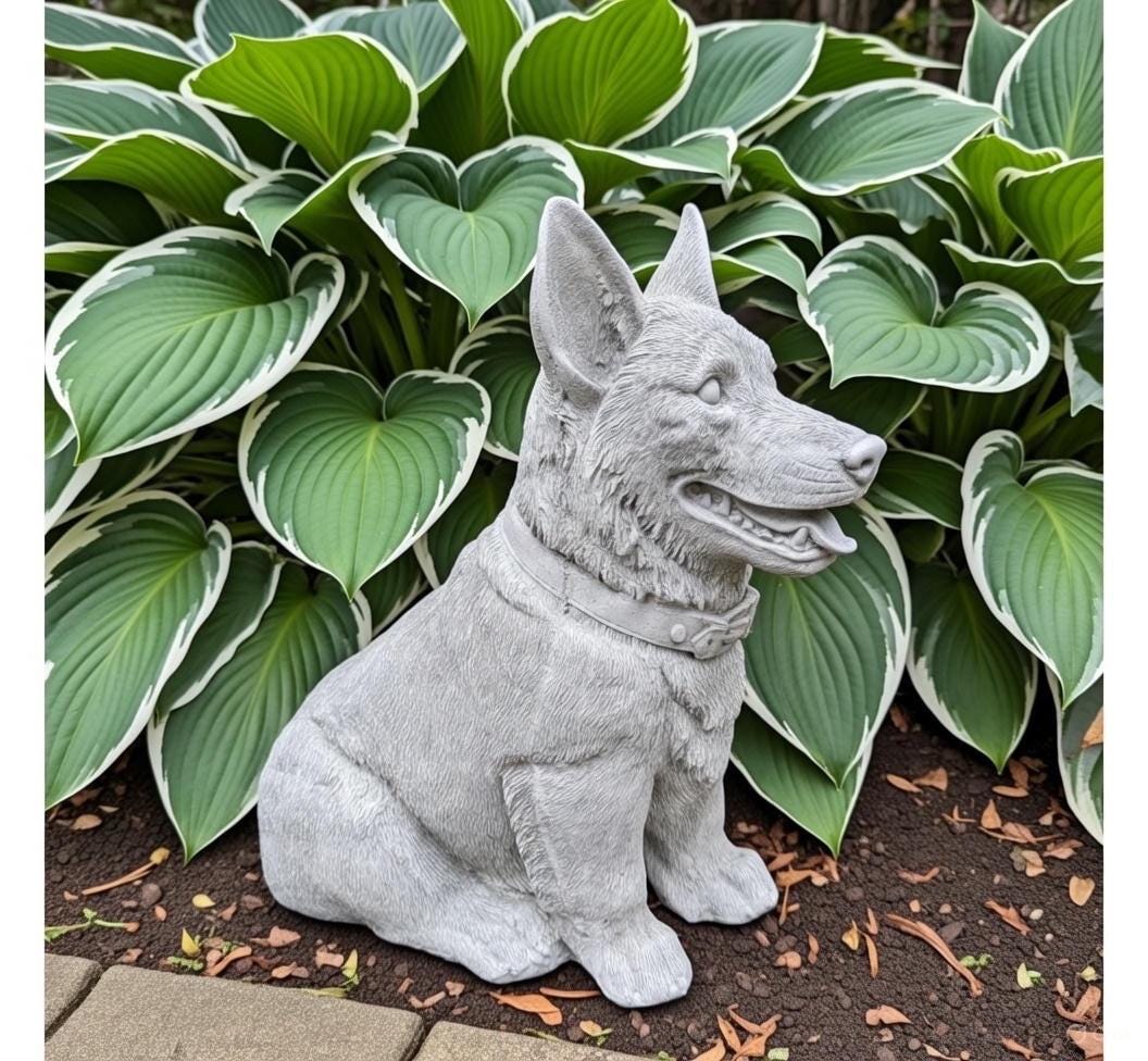 Concrete Corgi Garden Statue 11.5" Hand-Poured Dog Sculpture Pet Memorial Gift Yard Art Decor
