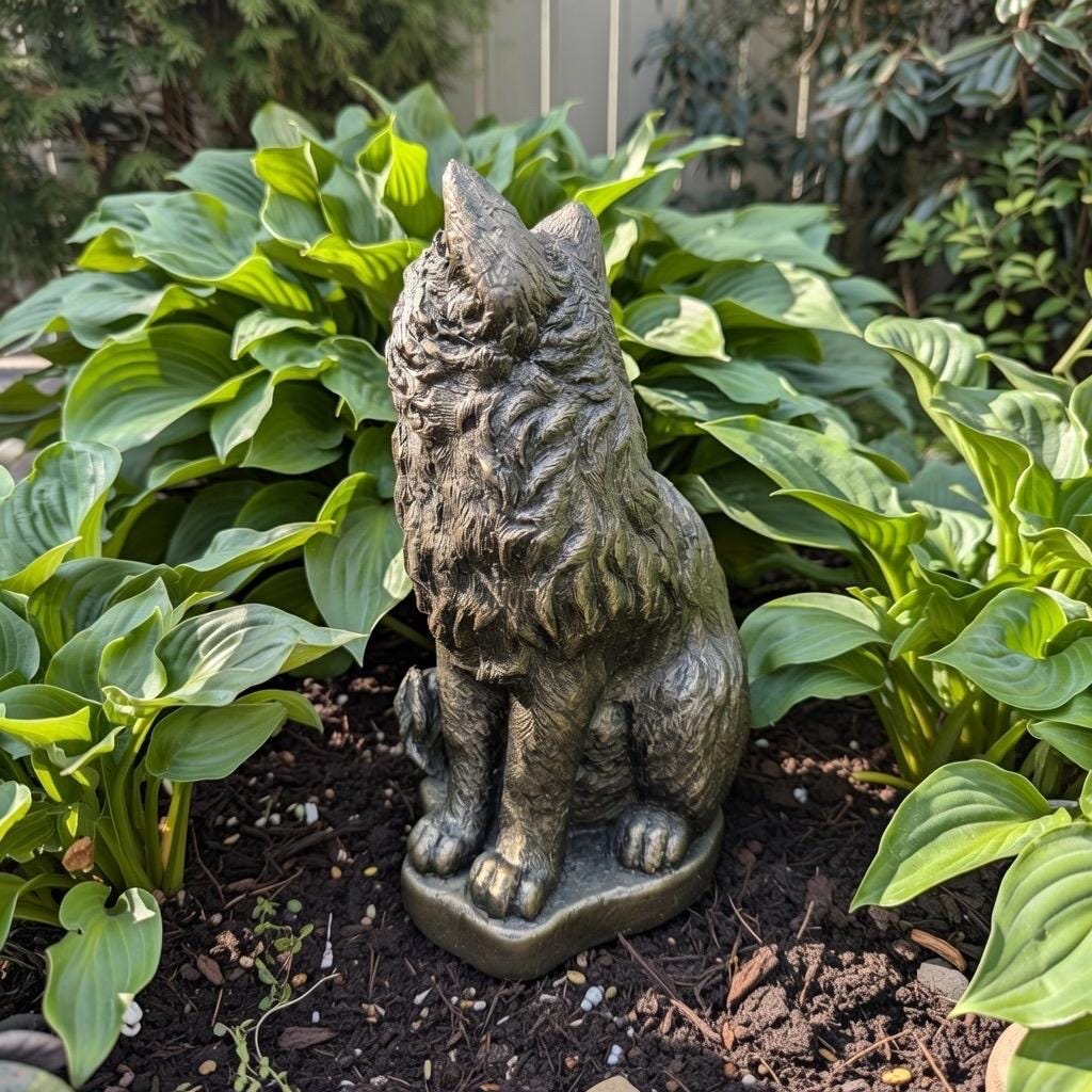 Black Cat Garden Statue 12" Black Cat Statue For Garden