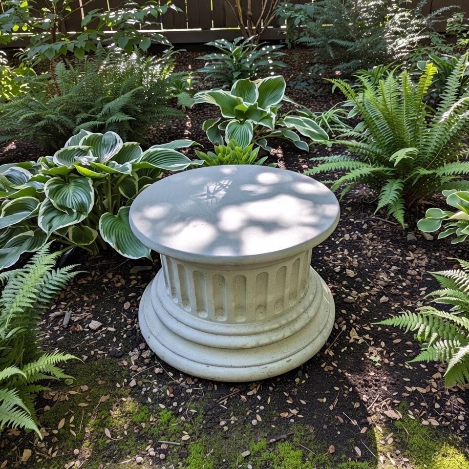 Concrete Plant Stand 10.25" Garden Pedestal for Statues Birdbath Base Outdoor Yard Decor Display