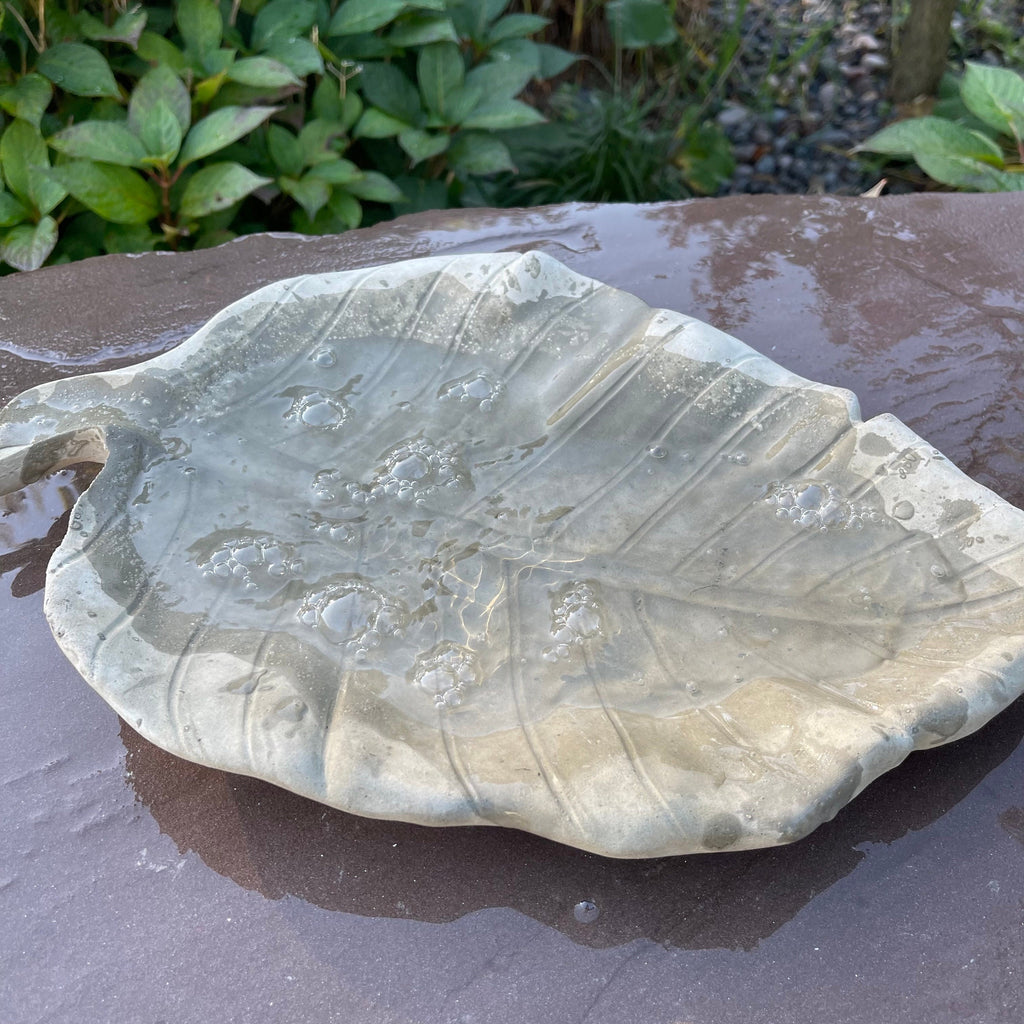 Cement Leaf Bird Bath 16" Low Concrete Bird Bath / Concrete Puddler For The Garden