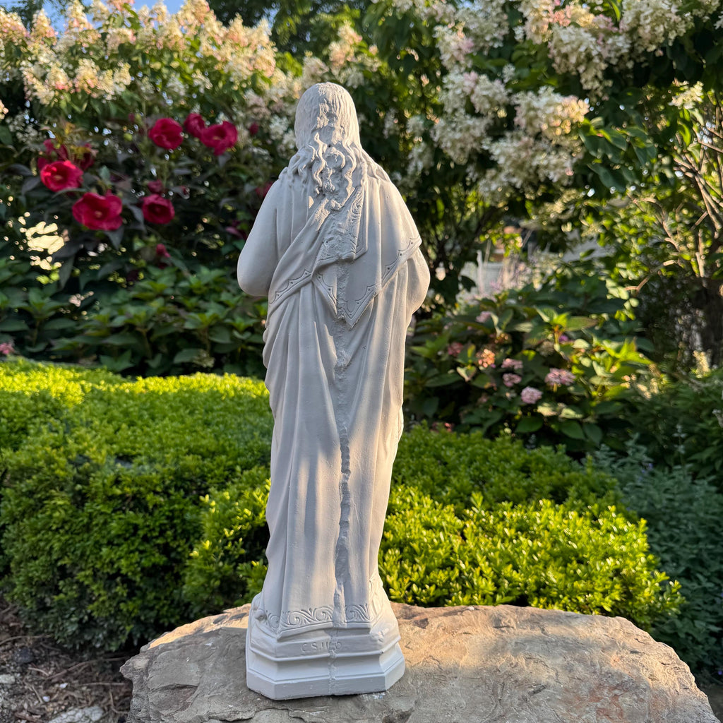 Handmade Concrete Jesus Garden Statue, Large Religious Sculpture (20 Inch)