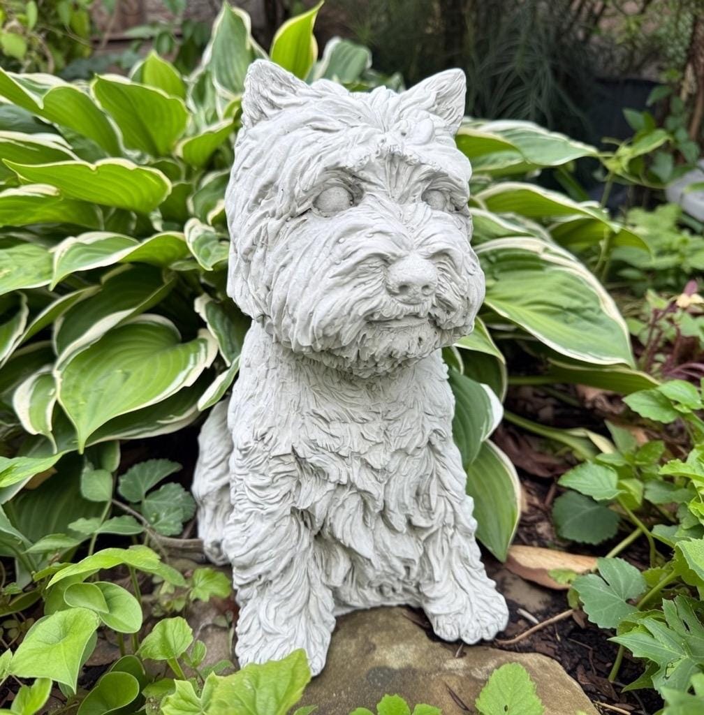 Concrete Cairn Terrier Garden Statue 11.5" Dog Memorial Sculpture Yard Decor Pet Loss Gift
