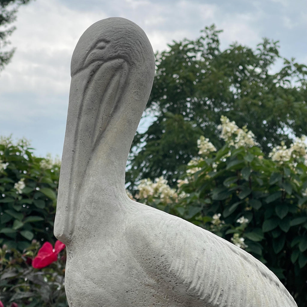 Large Concrete Pelican Statue 20" Coastal Garden Bird Decor Heavy Outdoor Cement Nautical Yard Art